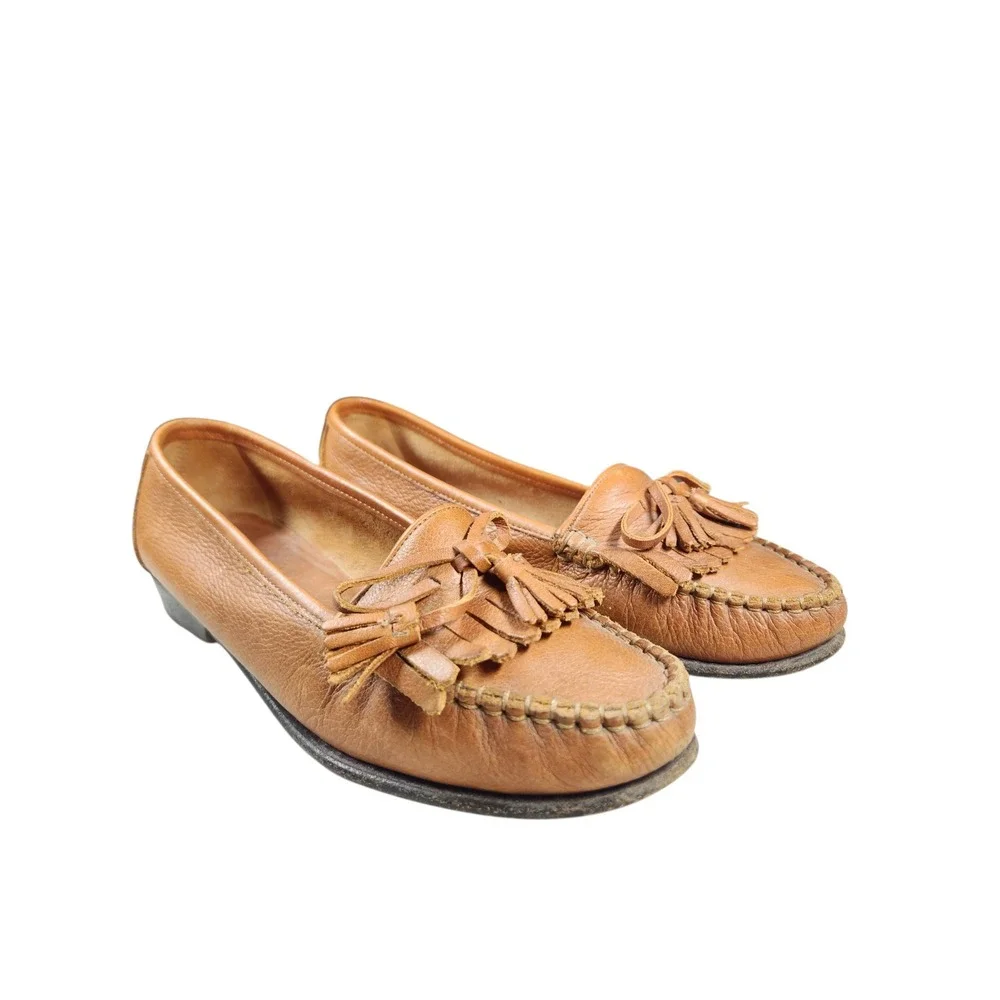 Vintage Cole Haan Brown Leather Tassel Loafers Preppy Academia Old Money 6.5